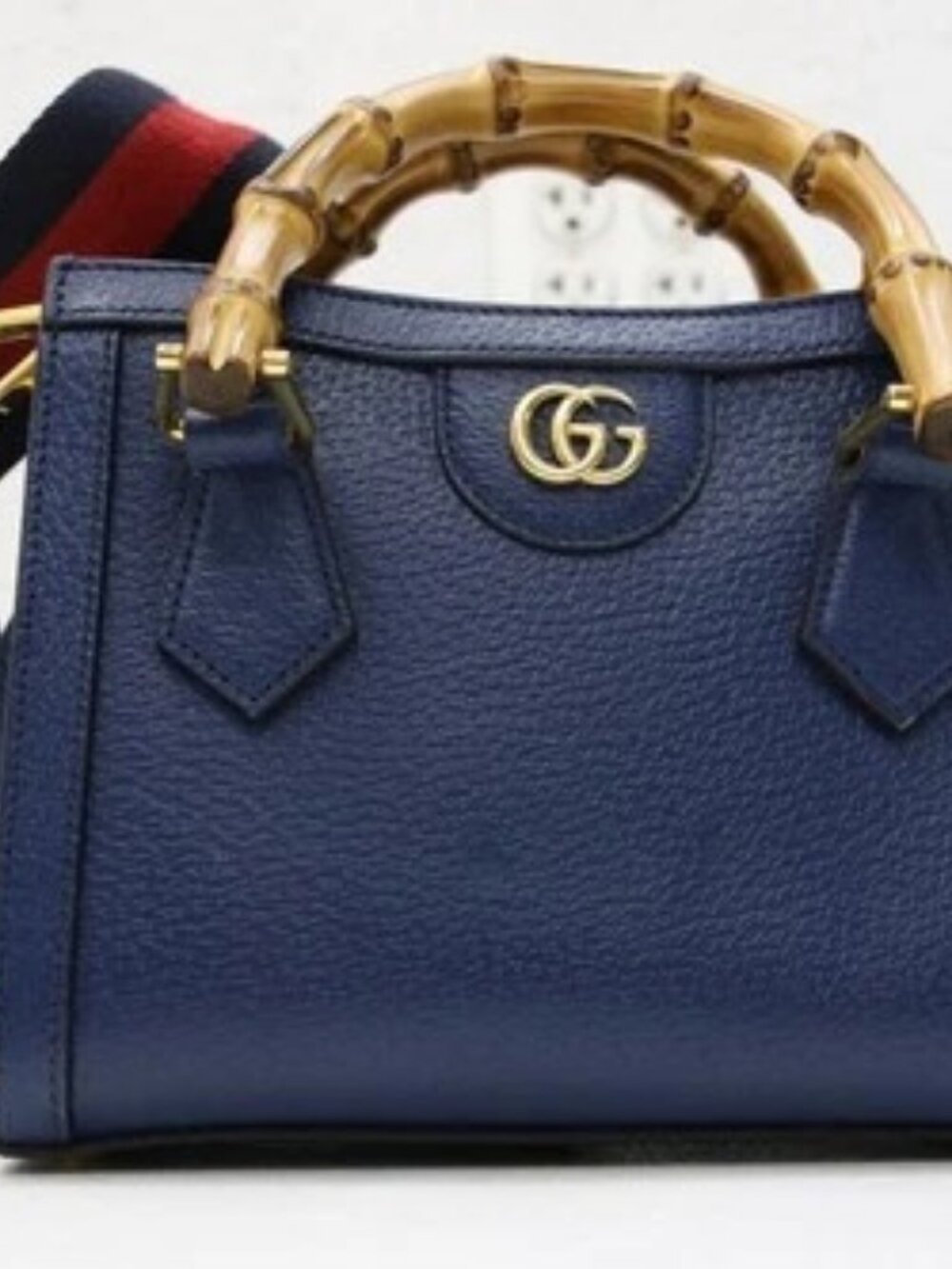 GUCCI Diana NM Bamboo Handle Tote Leather Mini - Blue